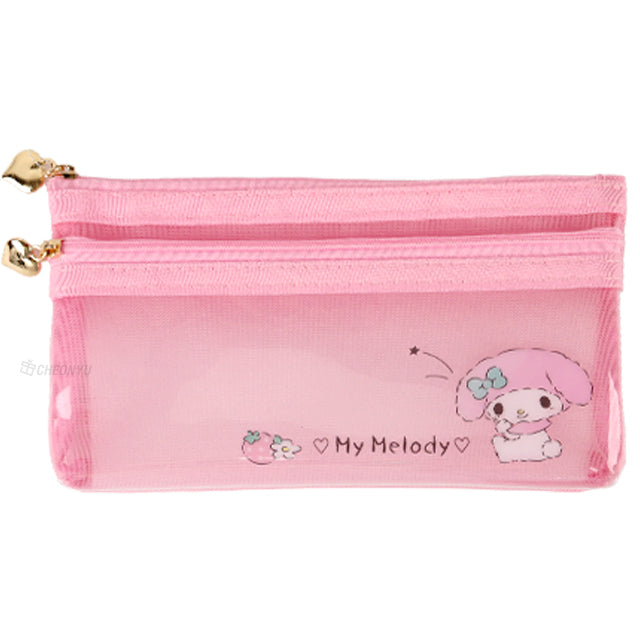 Sanrio Flat Mesh Pen Case - Kuromi