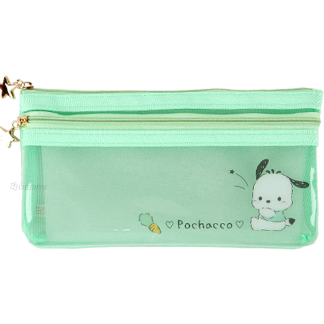Sanrio Flat Mesh Pen Case - Kuromi