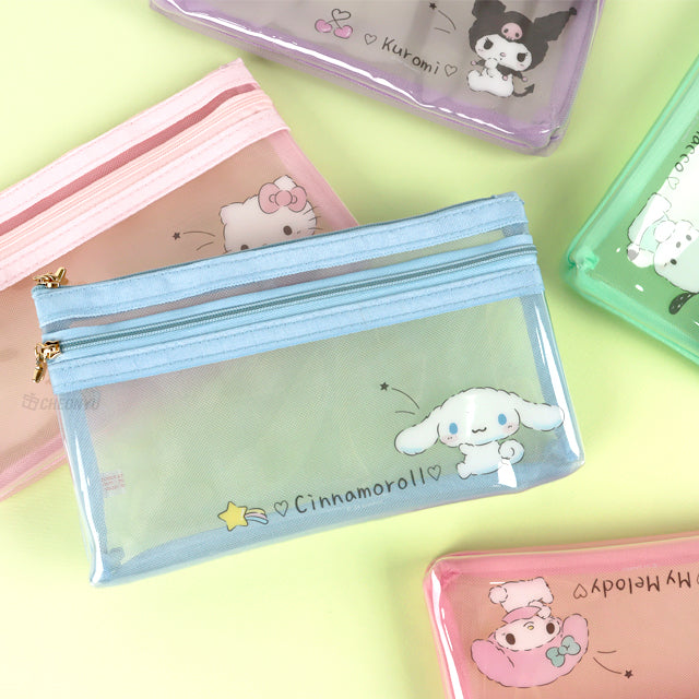 Sanrio Flat Mesh Pen Case - Kuromi