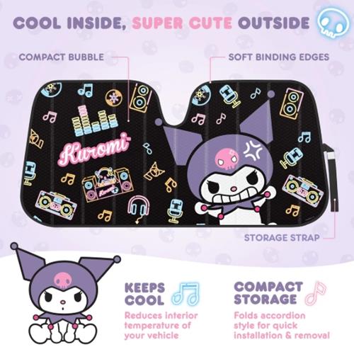 Sanrio Kuromi Auto Sun Shade Size: 57" X 27"