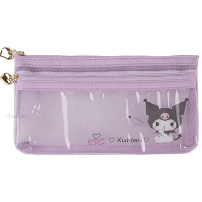 Sanrio Flat Mesh Pen Case - Kuromi