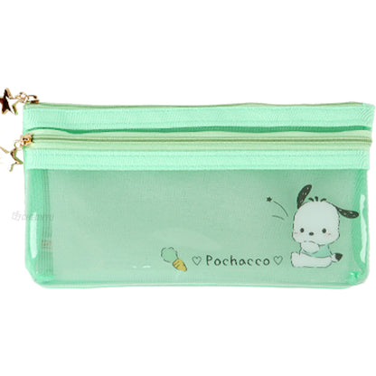 Sanrio Flat Mesh Pen Case - Kuromi