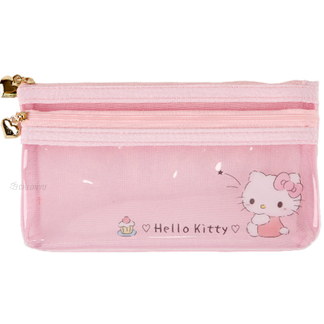 Sanrio Flat Mesh Pen Case - Kuromi
