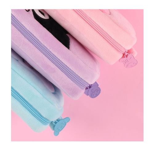 Sanrio Brushed Fabric Pencil Pouch  Only Kuromi And Cinnamoroll
