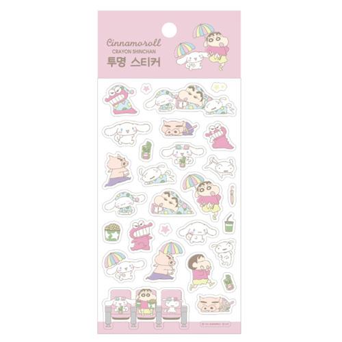 Sanrio Cinnamoroll X Crayon Shin Chan Clear Sticker - Simple