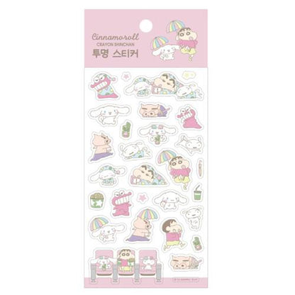 Sanrio Cinnamoroll X Crayon Shin Chan Clear Sticker - Simple
