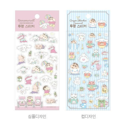 Sanrio Cinnamoroll X Crayon Shin Chan Clear Sticker - Simple