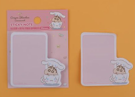 Sanrio Cinnamoroll X Crayon Shin Chan Sticky Memo Pad - Cup